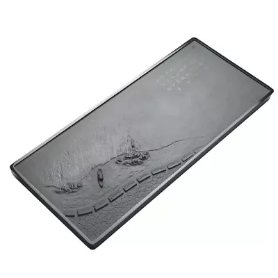 hand carved stone tea tray artware Zen style black stone heavy serving tray big - Image 1 of 4