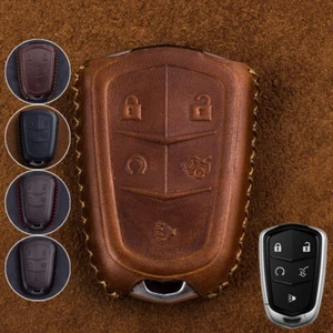Genuine Leather Car Key Fob Case Cover For Cadillac CTS ATS XT5 XTS Escalade SRX - Picture 1 of 18
