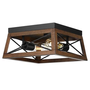 DEWENWILS Farmhouse Ceiling Light Fixtures Metal Flush Mount Ceiling Light - Picture 1 of 10