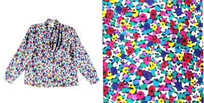 Blusa De Colección Impresiones de California Colorida Floral Mangas Largas Talla 14 Top Años 90 Foto 1 de 4