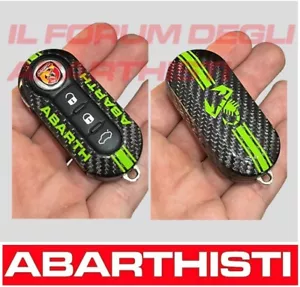 ABARTH 595 500 Cover Chiave 100% fibra di Carbonio - NERO e VERDE ADRENALINA - Bild 1 von 2