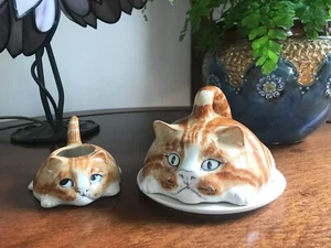 winstanley cat cheese/butter dish and signed egg cup - Foto 1 di 5