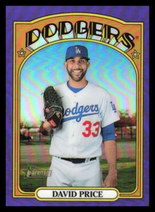 2021 Topps Heritage David Price Purple Refractor 637 Los Angeles Dodgers - Picture 1 of 2