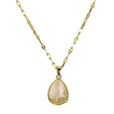 Gold 316l Edelstahl Damen Halskette Vintage Kette Opal Anhänger