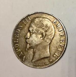 1855 BB France 5 Francs Napoleon III Crown Size Silver Coin Scarce KM#782.2 - Picture 1 of 2
