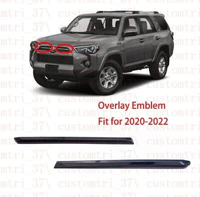 Barra de parrilla central delantera superposiciones negras brillantes para Toyota 4Runner 2020-2022 2 un. Foto 1 de 4