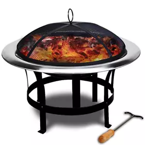 Feuerschale 75cm Edelstahl Grill Feuerkorb Feuerstelle Grillschale Funkenschutz - Bild 1 von 6