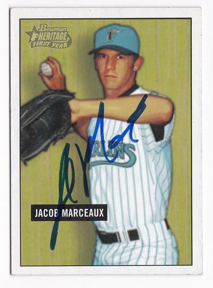 Jacob Marceaux Autograph On A 2005 Bowman Heritage RC - Florida Marlins - Image 1 of 1