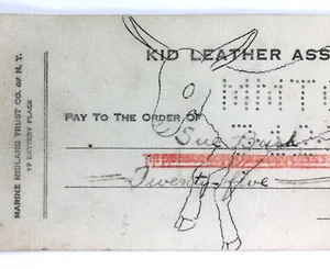 1932 Assegno da banco in vera pelle Kid Leather Association New York James J Lyons - Foto 1 di 5