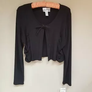 New Joseph Ribkoff Womens Size 10 Cover Up Tie-Front Cropped Black Style 80085 - Picture 1 of 9