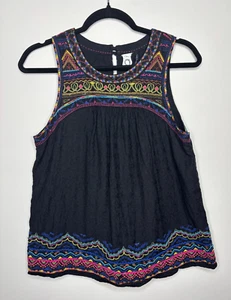 Anthropologie bestickt Perlen ärmelloses Top schwarz mehrfarbig Bluse Größe 6 - Bild 1 von 8