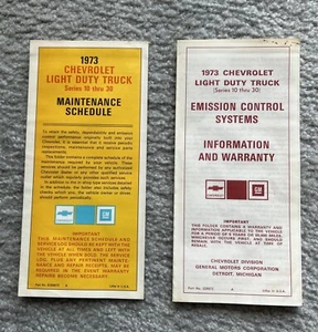 VINTAGE 1973 CHEVROLET TRUCKS MAINTENANCE SCHEDULE & EMISSION CONTROL SYSTEMS - Foto 1 di 12