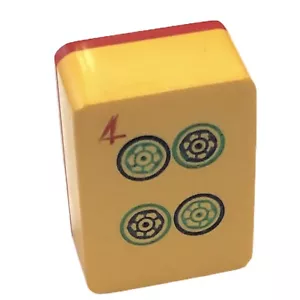 Piastrella MahJong vintage cinese in bachelite 4 cerchi con retro wafer rosso mattone artigianato - Foto 1 di 8