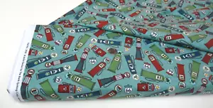Blank Textiles quilt-craft fabric RETRO GAS PUMPS blue 2 yds (2938-72) Adventure - Picture 1 of 1