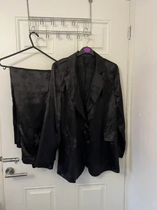 shein schwarzer Satin Blazer und Hose Set Gr. M einmal getragen - Bild 1 von 7