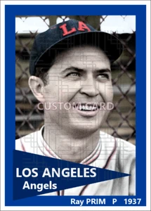 Ray Prim - 1937 Los Angeles Angels - 2.5 x 3.5 custom card (blank back) - Picture 1 of 1