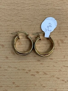 9ct Multi Tone Gold Hoop Earrings - Picture 1 of 4