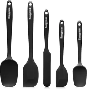 Spatola Silicone Set di 5 Spatole Silicone Resistente al Calore 446°F Cucina, Nero - Foto 1 di 5