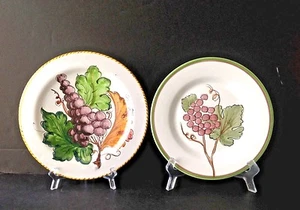 Set 2 VTG Italian/Italy Fortebraccio Hand-painted Cluster Grapes Pottery Plates - Picture 1 of 7