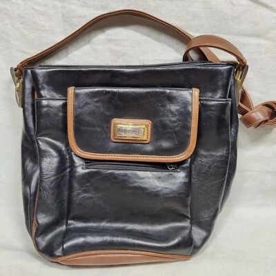 Capezio Black And Brown Leather Shoulder Bag Purse 10x11" - Image 1 of 4