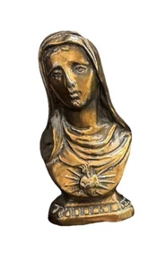 Vintage Metal Heart Busts Of MARY 7 Inches - Picture 1 of 1