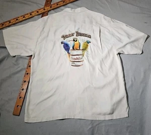 Tommy Bahama Shirt Mens XL Beige Rum Fellas Silk Button Up Embroidered Parot - Picture 1 of 15