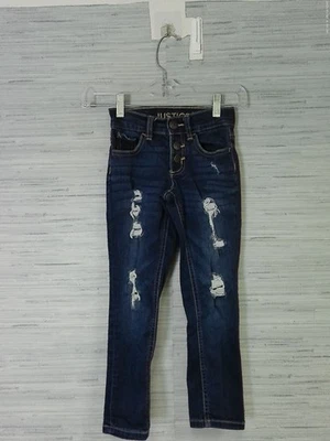 Justice Girl's Dark Blue Distressed Jeans Size 6 0926-17 - Image 1 of 3