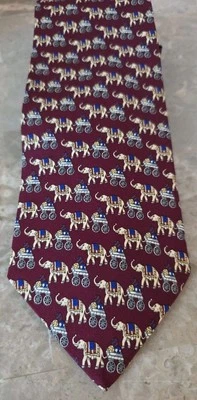Corbata Brooks Brothers Borgoña Estampado Elefante Para Hombre Toda Seda EE. UU. Foto 1 de 4