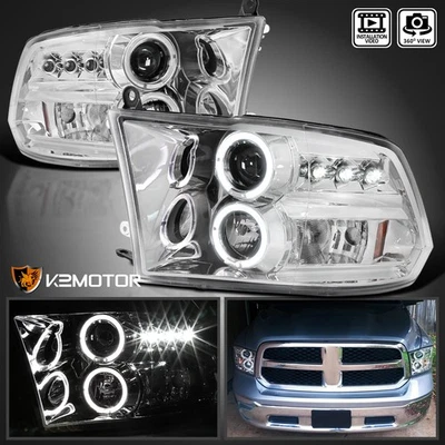 Fits 2009-2018 Dodge Ram 1500 2500 3500 LED Halo Projector Headlights Lamp 09-18 Foto 1 de 4