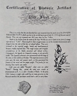 Naufragio flota México 8 reales 1715 1700-14 con certificado de autenticidad Foto 1 de 3