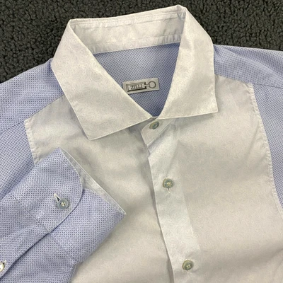 Camisa de vestir Zilli para hombre grande mezclada cachemira algodón lino hecha en Italia Foto 1 de 4