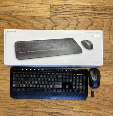 Microsoft 2000 Wireless Keyboard w/ Mouse & USB Dongle In Box Tested/WORKS! - Image 1 of 4