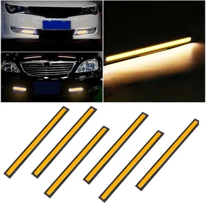 6PCS 12V COB Amber LED DRL Car Fog Daytime Running Light Backup Interior Strip - Picture 1 of 8