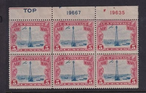1928 AIRMAIL Sc C11 Radio Beacon MNH nice OG plate block of 6 with TOP (AB - Picture 1 of 1