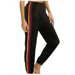 Aviator Nation Classic Velvet Stripe Jogger Sweatpants - Charcoal Gray Medium - Bild 1 von 8