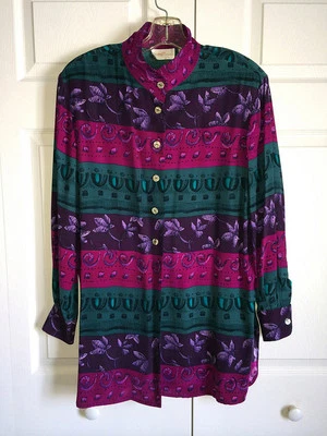 Dana Buchman 100% Sueded Silk Shirt, Blouse, Jacket Size 8 - Photo 1/4