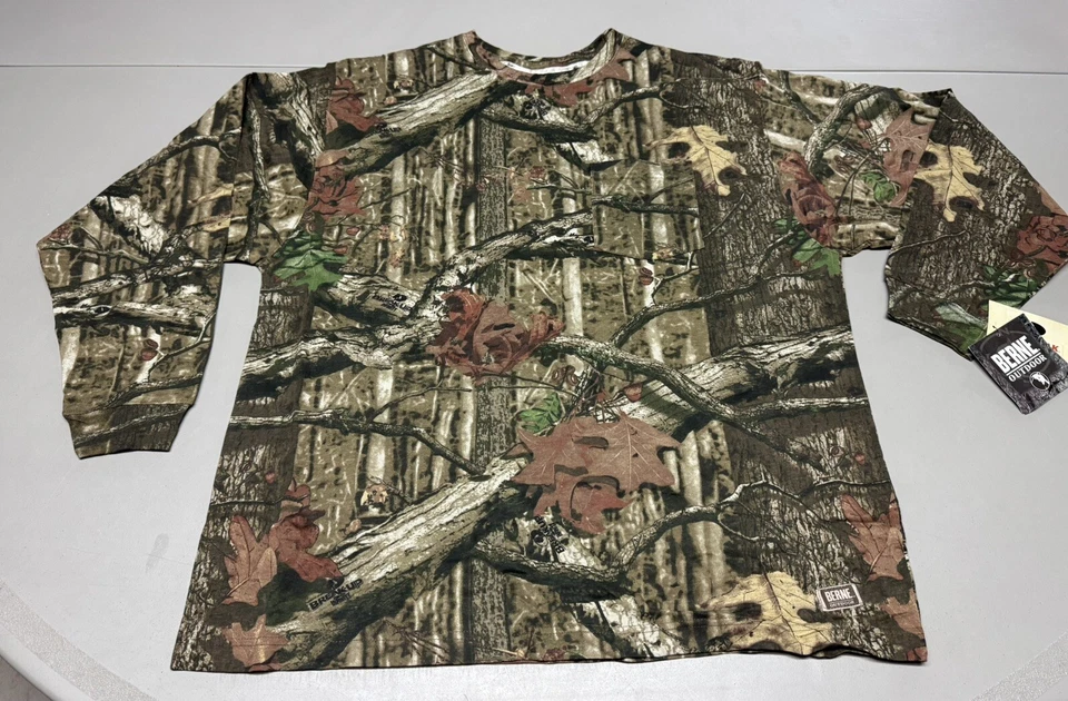 New Berne Outdoor Mossy Oak Camo Mens Shirt LS Shirt Longshot Pocket Size 2X Reg - Image 1 of 4