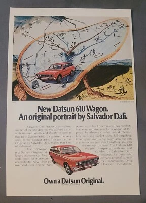 Anuncio impreso vagón Datsun 1973 610 Salvador Dalí retrato original 7"x10" Foto 1 de 2