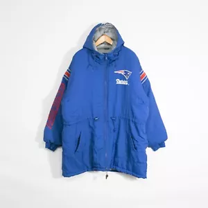 Vintage New England Patriots Pro Player Jacket Mens XL - Long Coat Parka NFL - Picture 1 of 9