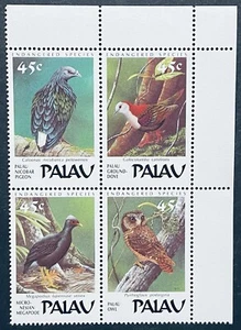 PALAU AVES EN PELIGRO DE EXTINCIÓN DE PALAU BLOQUE DE 4 SELLOS 1989 MNH BÚHO VIDA SILVESTRE PÁJARO - Imagen 1 de 1