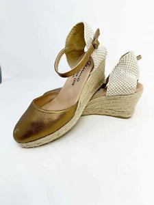 Alpargatas Tacones Cuña Gaimo Dorado Tostado Talla 7.5 Estilo Obi Boho Playa Bebé España - Imagen 1 de 8