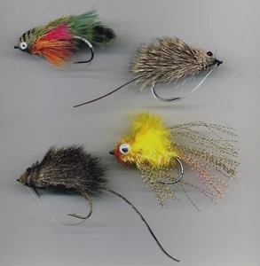 Pike Flies: A collection of Four patterns. Hook size 3/0 (code 534) - Picture 1 of 3