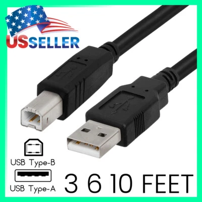 USB Printer Cable A Male to B Male Cord Canon HP Xerox Epson OKI Dell Brother - Image 1 of 2