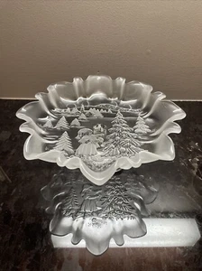 Mikasa "Holiday Classic" Frosted Footed Crystal Platter Christmas Theme Germany - Picture 1 of 6