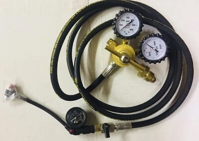 Herramienta de llenado regulador de choque de nitrógeno con mandril sin pérdida y amortiguadores Schrader de purga Foto 1 de 4