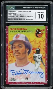 Eddie Murray 2023 Topps Chrome Platinum Anniversary Red Toile Auto /5 CGC 10 - Foto 1 di 2