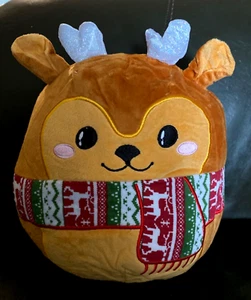 Peluche renna cervo Squishmallow 8" con sciarpa natalizia festiva nuovo senza etichette raro - Foto 1 di 5