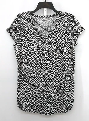 Camisa Boxer Joe Mujer Talla L Negra Blanca Manga Casquillo Cerradura Cuello en V Informal Top Foto 1 de 4