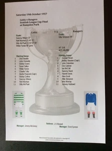 1957-58 Celtic v Rangers  Scottish League Cup Final matchsheet - Picture 1 of 1