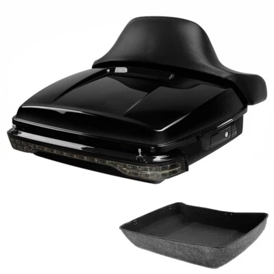 Respaldo maletero negro picado luz LED apto para Harley Street Glide 2014-25 Foto 1 de 4